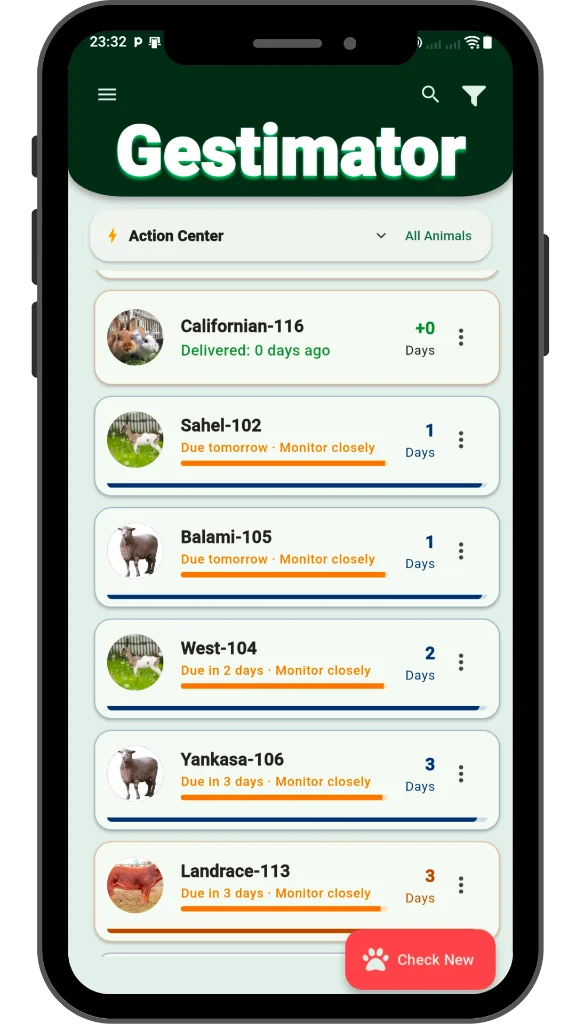 Gestimator animal list light